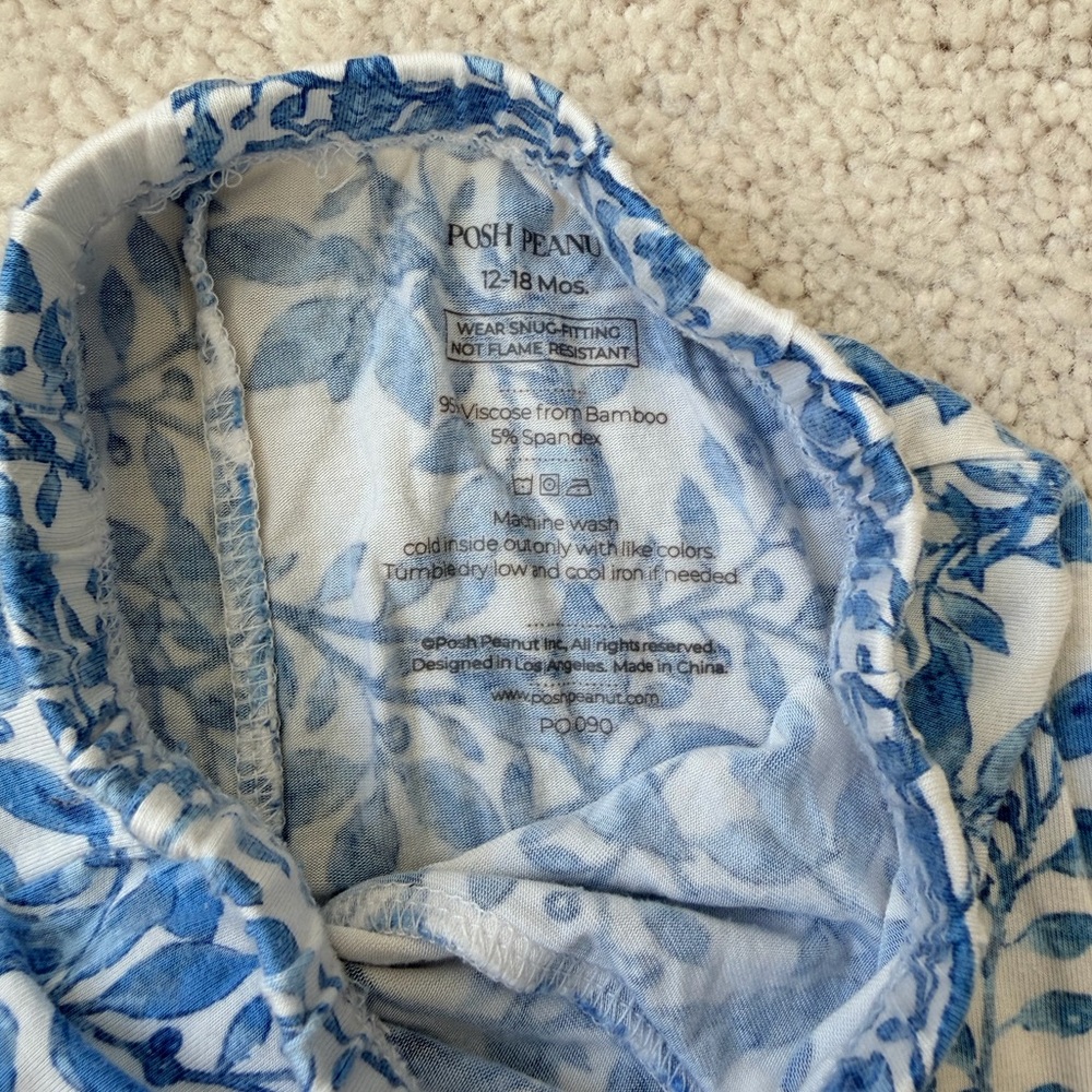 Posh Peanut Blue & White “Allegra” Print 2-piece Short Sleeve Pajama Set - Picture 8 of 8